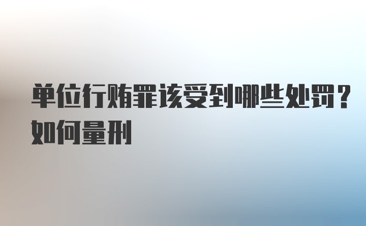 单位行贿罪该受到哪些处罚？如何量刑