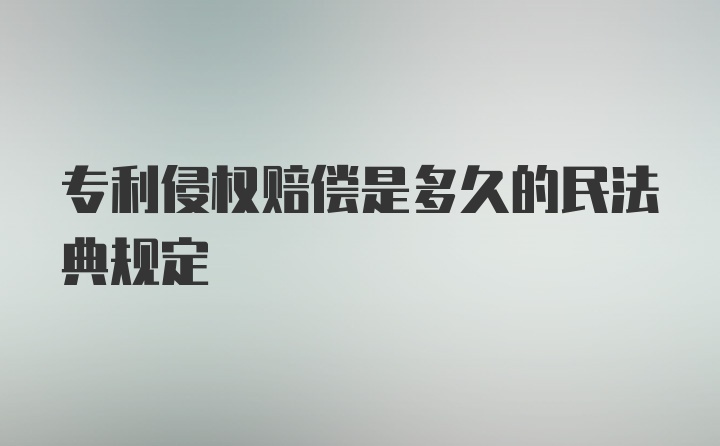 专利侵权赔偿是多久的民法典规定