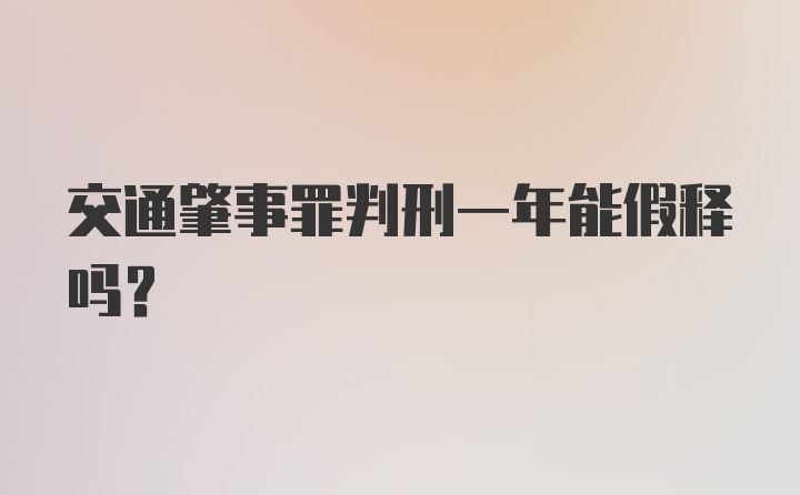 交通肇事罪判刑一年能假释吗？