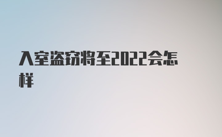 入室盗窃将至2022会怎样