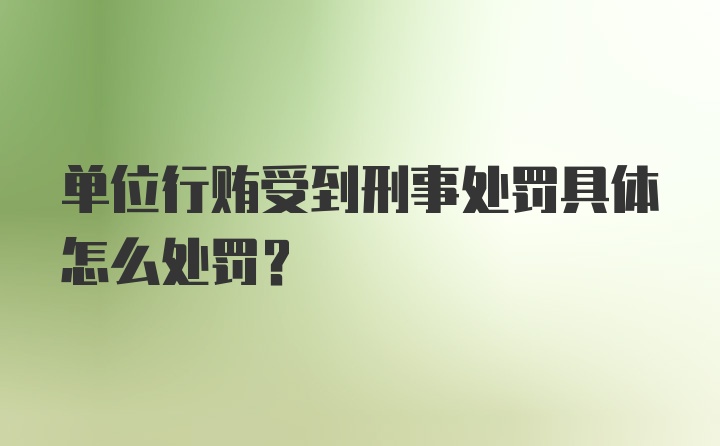 单位行贿受到刑事处罚具体怎么处罚？