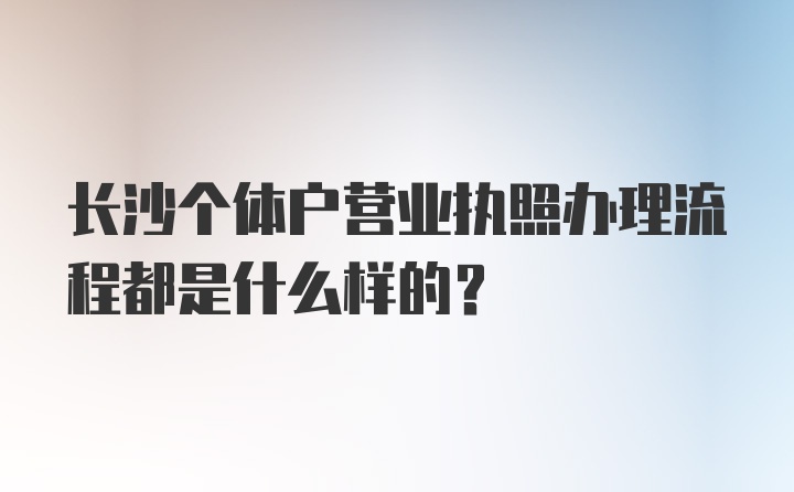 长沙个体户营业执照办理流程都是什么样的？