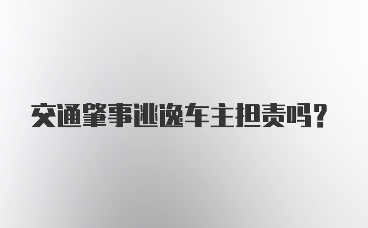 交通肇事逃逸车主担责吗?