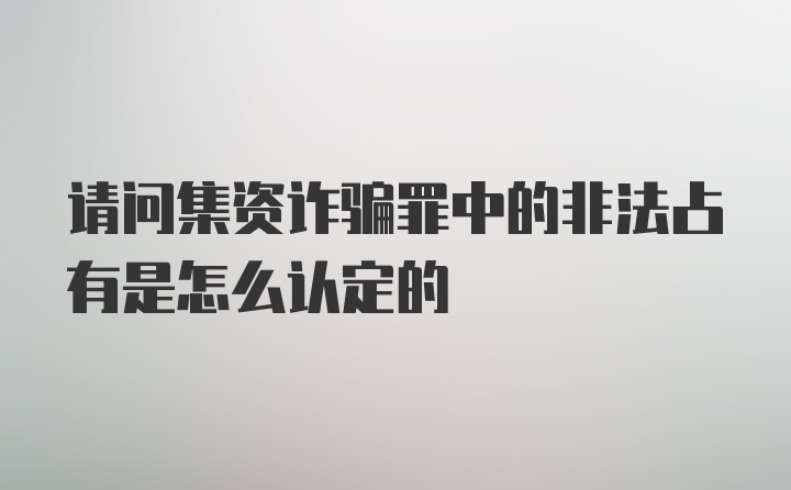 请问集资诈骗罪中的非法占有是怎么认定的