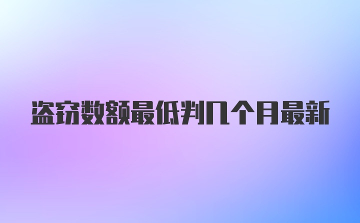 盗窃数额最低判几个月最新