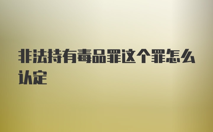 非法持有毒品罪这个罪怎么认定