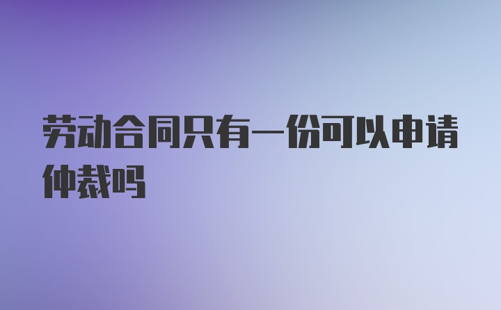 劳动合同只有一份可以申请仲裁吗