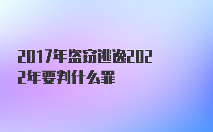 2017年盗窃逃逸2022年要判什么罪