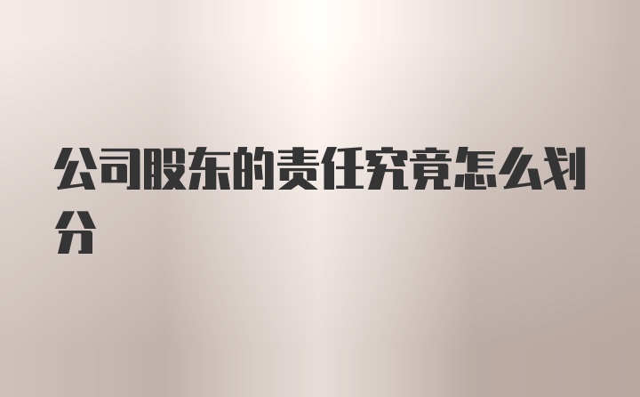 公司股东的责任究竟怎么划分