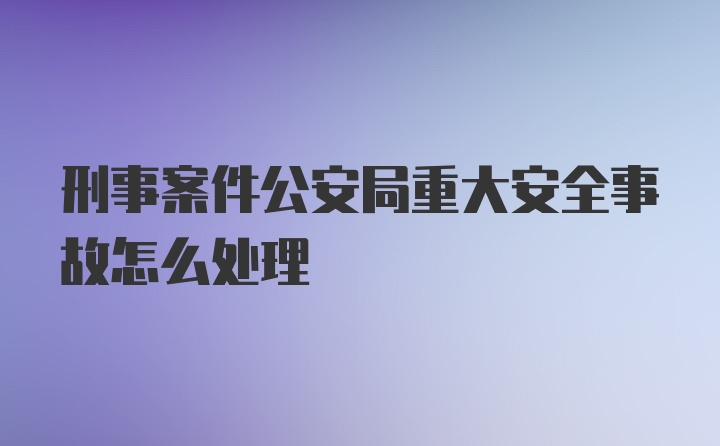 刑事案件公安局重大安全事故怎么处理