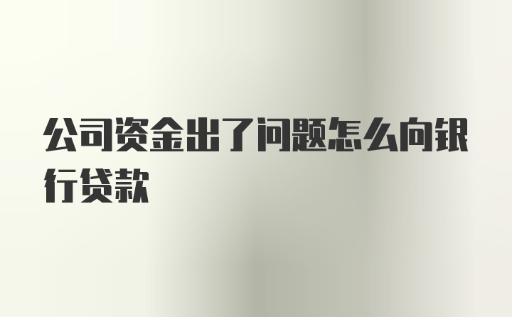 公司资金出了问题怎么向银行贷款