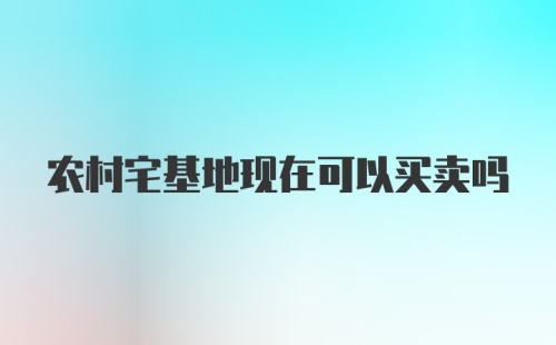 农村宅基地现在可以买卖吗