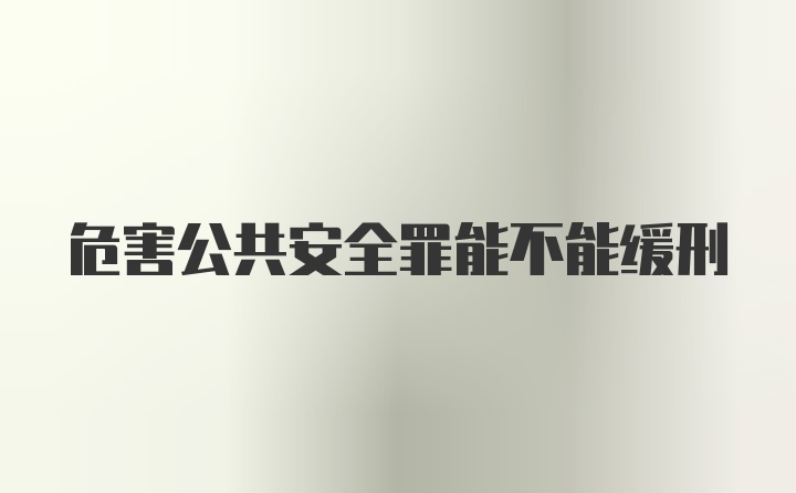 危害公共安全罪能不能缓刑