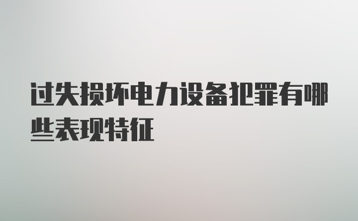 过失损坏电力设备犯罪有哪些表现特征