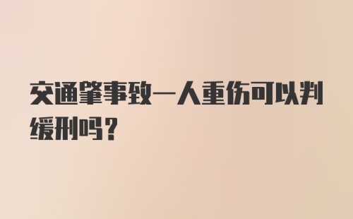 交通肇事致一人重伤可以判缓刑吗?