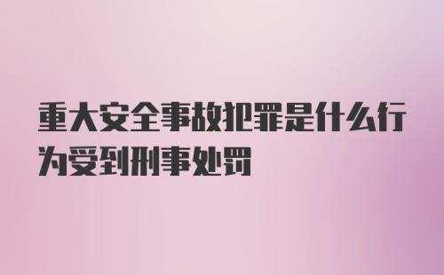 重大安全事故犯罪是什么行为受到刑事处罚