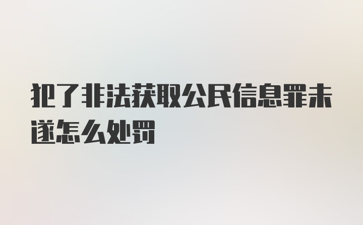 犯了非法获取公民信息罪未遂怎么处罚