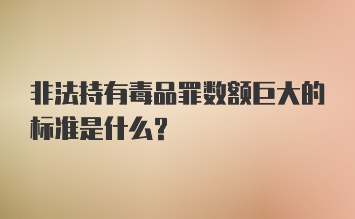 非法持有毒品罪数额巨大的标准是什么？