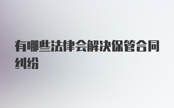 有哪些法律会解决保管合同纠纷