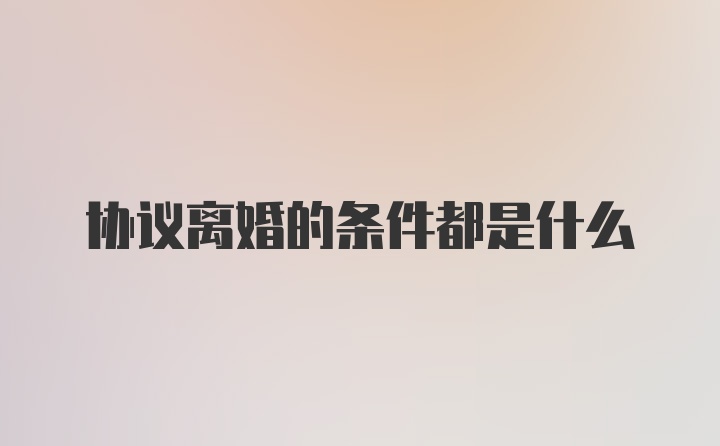 协议离婚的条件都是什么