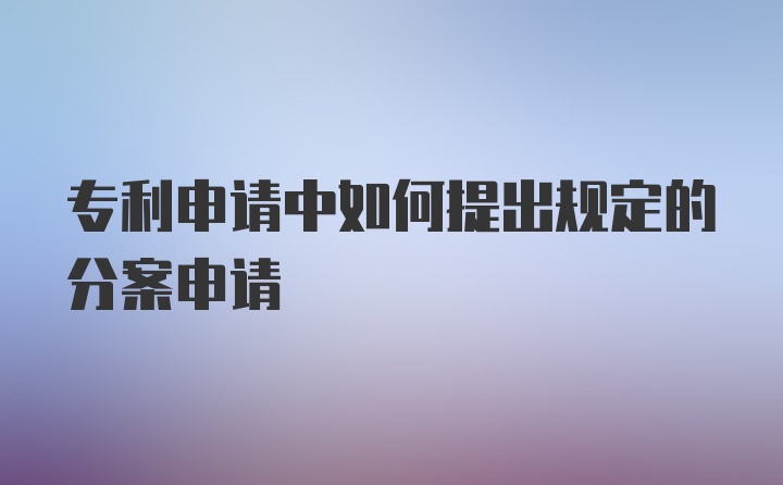 专利申请中如何提出规定的分案申请