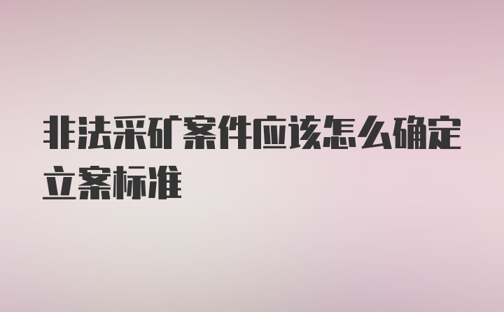 非法采矿案件应该怎么确定立案标准