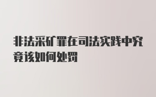 非法采矿罪在司法实践中究竟该如何处罚