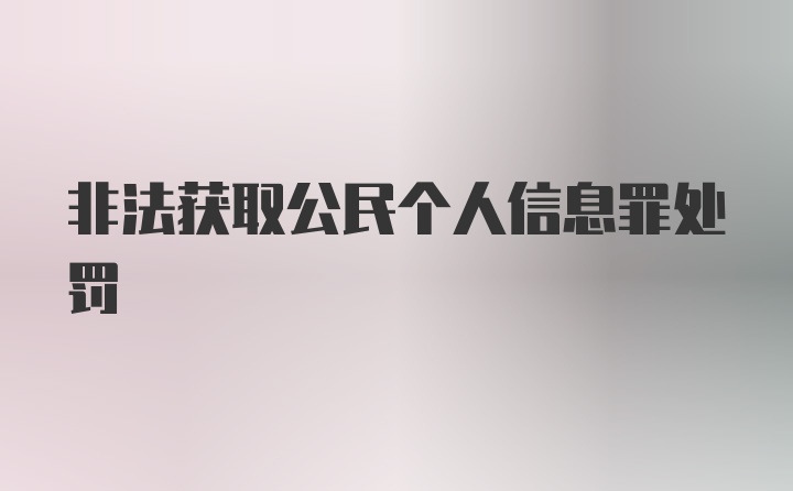 非法获取公民个人信息罪处罚