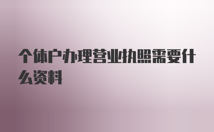 个体户办理营业执照需要什么资料