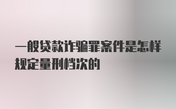 一般贷款诈骗罪案件是怎样规定量刑档次的