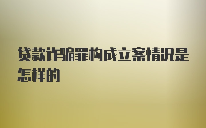 贷款诈骗罪构成立案情况是怎样的