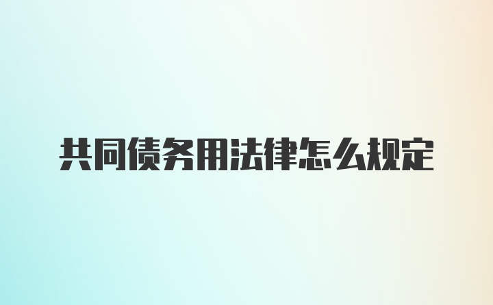 共同债务用法律怎么规定