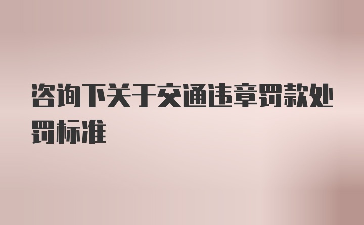 咨询下关于交通违章罚款处罚标准