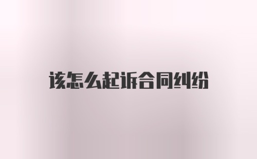 该怎么起诉合同纠纷