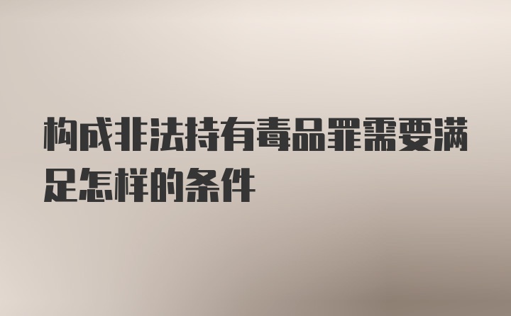 构成非法持有毒品罪需要满足怎样的条件