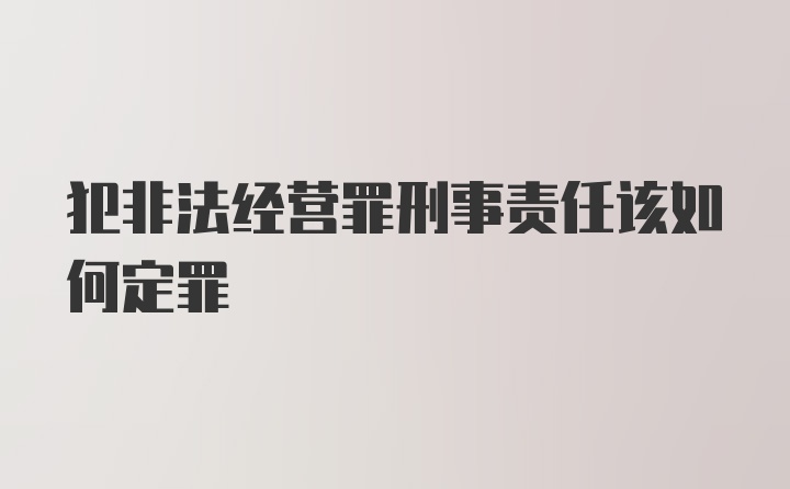 犯非法经营罪刑事责任该如何定罪