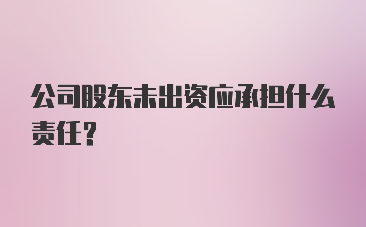 公司股东未出资应承担什么责任?