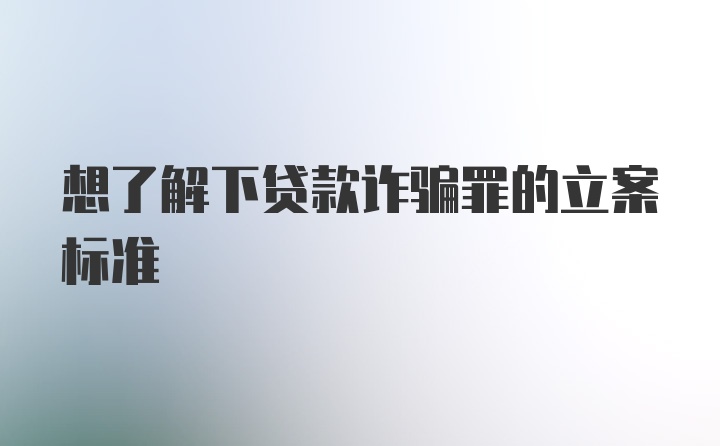 想了解下贷款诈骗罪的立案标准