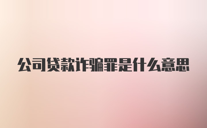 公司贷款诈骗罪是什么意思