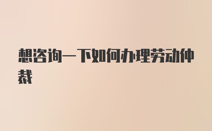 想咨询一下如何办理劳动仲裁