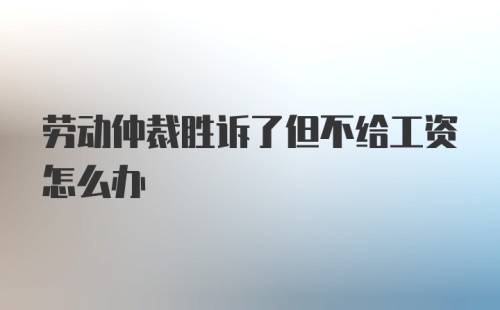 劳动仲裁胜诉了但不给工资怎么办