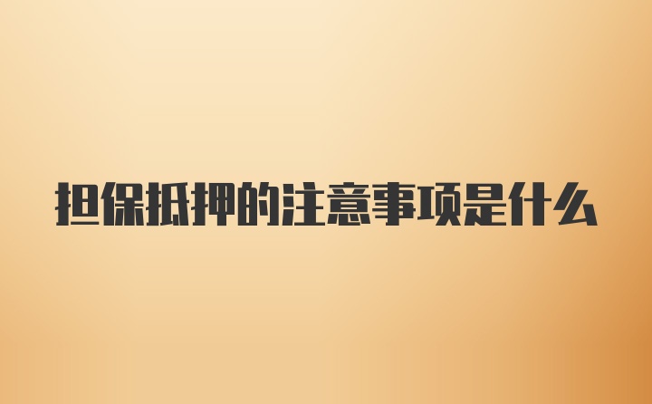 担保抵押的注意事项是什么