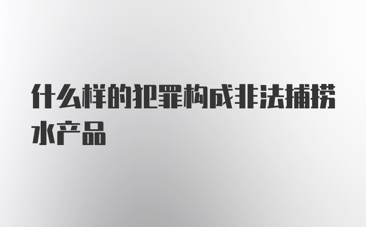 什么样的犯罪构成非法捕捞水产品