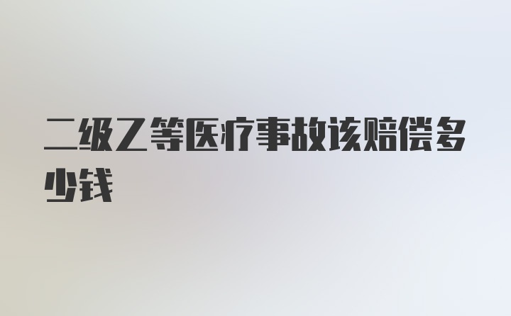 二级乙等医疗事故该赔偿多少钱