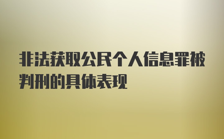 非法获取公民个人信息罪被判刑的具体表现