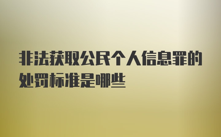 非法获取公民个人信息罪的处罚标准是哪些