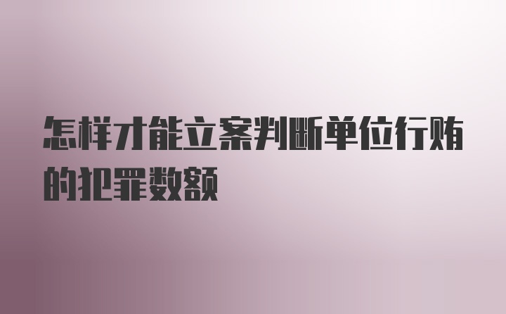 怎样才能立案判断单位行贿的犯罪数额