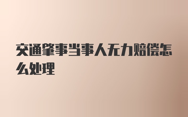 交通肇事当事人无力赔偿怎么处理