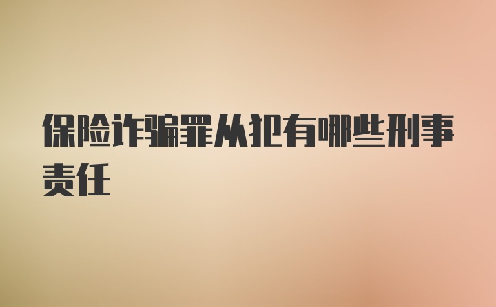 保险诈骗罪从犯有哪些刑事责任