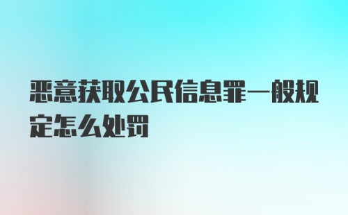 恶意获取公民信息罪一般规定怎么处罚